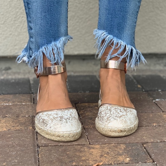 NIB Rose Gold Mary Jane Ankle Strap Espadrille - Picture 2 of 8